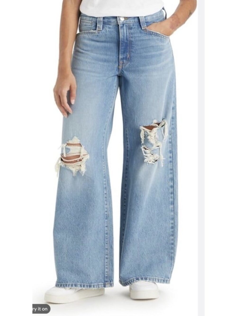 Levi's '94 Baggy Wide Leg Jeans Women's Sz 25 Blue High Waist Hard Denim Jeans